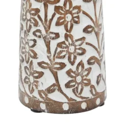 Candle Holders-Kirkland's Home Whitewash Floral Mango Candlesticks, Set Of 3 Ivory/Tan
