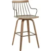 Bar Stools & Counter Height Stools-Kirkland's Home Whitewash Poplar Wood Swivel Counter Stool Tan