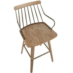 Bar Stools & Counter Height Stools-Kirkland's Home Whitewash Poplar Wood Swivel Counter Stool Tan