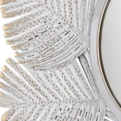 Decorative Mirrors-Kirkland's Home Whitewash Round Palm Leaf Wall Mirror