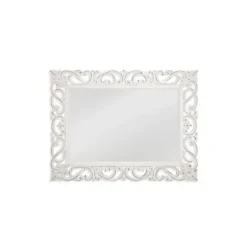 Decorative Mirrors-Kirkland's Home Whitewash Scrolled Frame Rectangle Wall Mirror