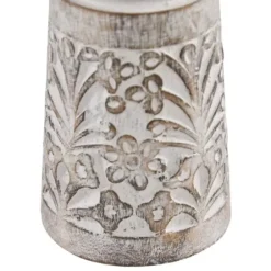 Candle Holders-Kirkland's Home Whitewashed Brown Carved Candle Holders, Set Of 3 White/Brown
