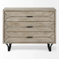 Dressers & Chests-Kirkland's Home Whitewashed Brown 3-Drawer Wood Chest