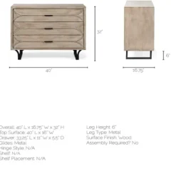 Dressers & Chests-Kirkland's Home Whitewashed Brown 3-Drawer Wood Chest