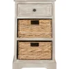 Accent & End Tables-Kirkland's Home Whitewashed Brown Wood Side Table With Baskets White/Brown