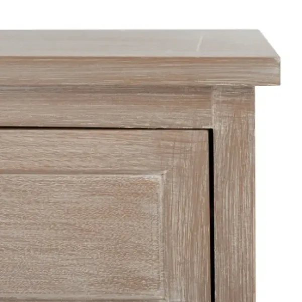 Accent & End Tables-Kirkland's Home Whitewashed Brown Wood Side Table With Baskets White/Brown