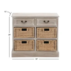 Entryway Furniture-Kirkland's Home Whitewashed Cabinet With Rattan Baskets Brown