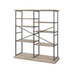Bookshelves-Kirkland's Home Whitewashed Etagere Industrial Bookshelf