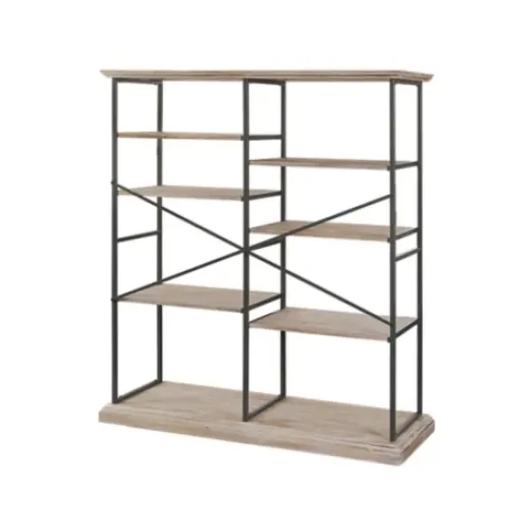 Bookshelves-Kirkland's Home Whitewashed Etagere Industrial Bookshelf