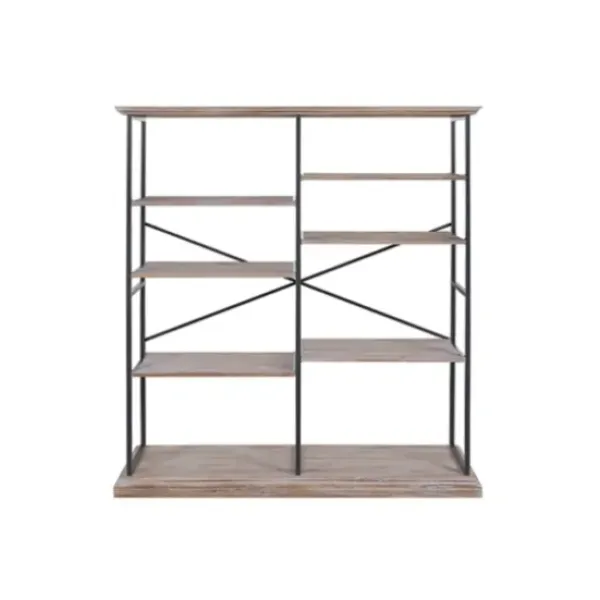 Bookshelves-Kirkland's Home Whitewashed Etagere Industrial Bookshelf
