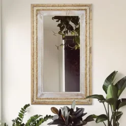 Decorative Mirrors-Kirkland's Home Whitewashed Hand Woven Rattan Mirror