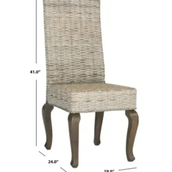 Dining Chairs-Kirkland's Home Whitewashed Kubu Rattan Dining Chairs, Set Of 2 Ivory