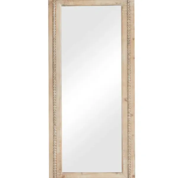 Decorative Mirrors-Kirkland's Home Whitewashed Natural Beaded Wood Wall Mirror