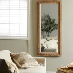 Decorative Mirrors-Kirkland's Home Whitewashed Natural Beaded Wood Wall Mirror