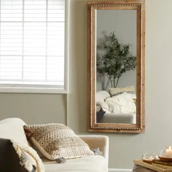 Decorative Mirrors-Kirkland's Home Whitewashed Natural Beaded Wood Wall Mirror