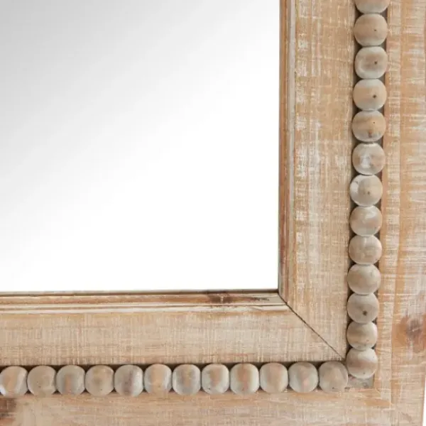 Decorative Mirrors-Kirkland's Home Whitewashed Natural Beaded Wood Wall Mirror