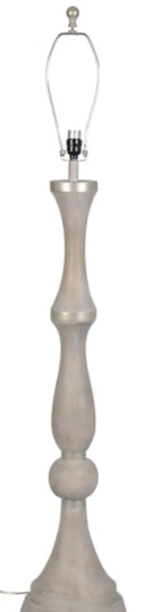 Floor Lamps-Kirkland's Home Whitewashed Silver Trim Floor Lamp Tan