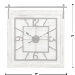 Clocks-Kirkland's Home Whitewashed Sliding Barn Door Wall Clock