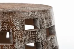 Accent & End Tables-Kirkland's Home Whitewashed Wood Barrel Patterned Side Table Brown