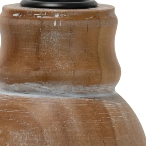 Candle Holders-Kirkland's Home Whitewashed Wood Taper Candle Holder, 5 In. Tan/Brown