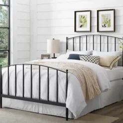 Beds & Headboards-Kirkland's Home Whitley Metal Slat Queen Bed Black