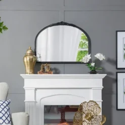 Decorative Mirrors-Kirkland's Home Wide Arch Black Floral Scroll Mirror