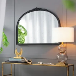 Decorative Mirrors-Kirkland's Home Wide Arch Black Floral Scroll Mirror