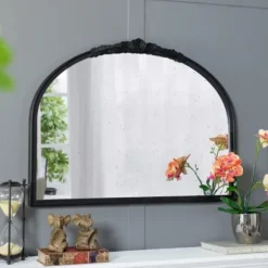 Decorative Mirrors-Kirkland's Home Wide Arch Black Floral Scroll Mirror