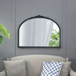 Decorative Mirrors-Kirkland's Home Wide Arch Black Floral Scroll Mirror
