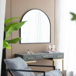 Decorative Mirrors-Kirkland's Home Wide Arched Wall Mirror Black