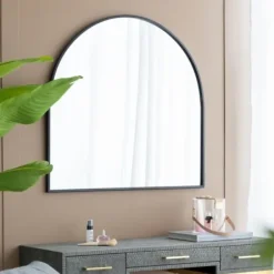 Decorative Mirrors-Kirkland's Home Wide Arched Wall Mirror Black
