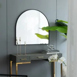 Decorative Mirrors-Kirkland's Home Wide Arched Wall Mirror Black