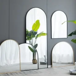 Decorative Mirrors-Kirkland's Home Wide Arched Wall Mirror Black