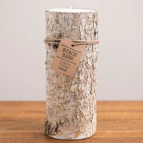 Candles-Kirkland's Home Wide Birch Bark Pillar Candle, 10 In. Brown