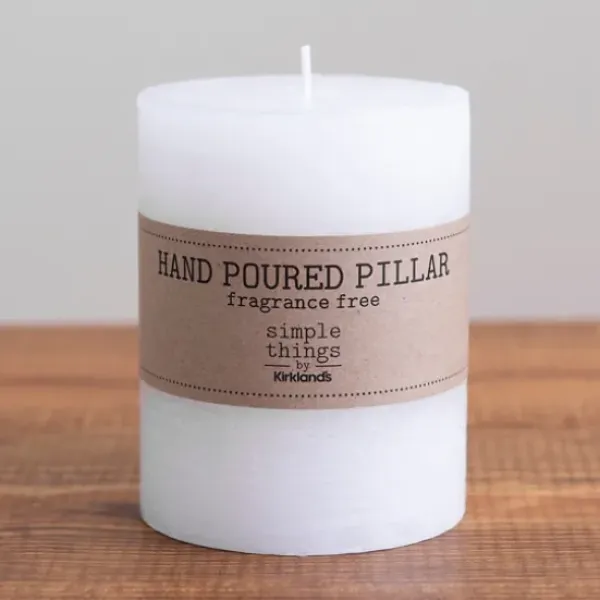 Candles-Kirkland's Home Wide Unscented Pillar Candle, 5 In. White