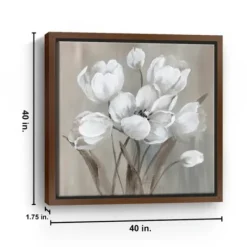 Framed Art-Kirkland's Home Wild Anemone Framed Canvas Art Print White/Gray/Tan