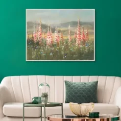Canvas Art-Kirkland's Home Wild Foxglove Framed Canvas Art Print Pink/Green