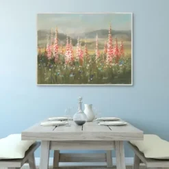 Canvas Art-Kirkland's Home Wild Foxglove Framed Canvas Art Print Pink/Green