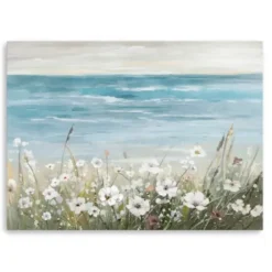 Canvas Art-Kirkland's Home Wildflowers On The Coast Canvas Art Print Blue/Green/White