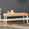 Benches & Ottomans-Kirkland's Home Wiley Woven Hyacinth Bench With White Base Tan/White