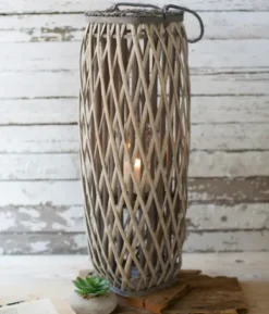 Outdoor Lighting-Kirkland's Home Willow Oval Lantern, 28 In. Gray