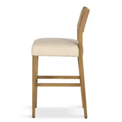Bar Stools & Counter Height Stools-Kirkland's Home Winchester Tan Upholstered Wood Bar Stool Tan/Brown
