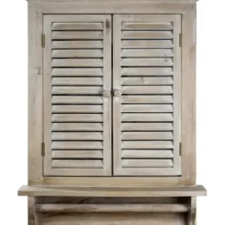 Decorative Mirrors-Kirkland's Home Window Shutter Mirror With Shelf And Towel Rod
