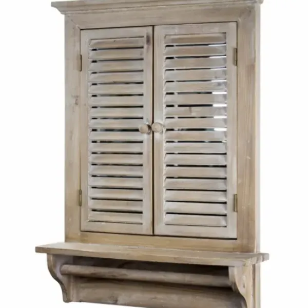 Decorative Mirrors-Kirkland's Home Window Shutter Mirror With Shelf And Towel Rod