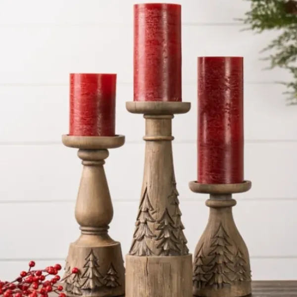 Candle Holders-Kirkland's Home Winter Forest Candle Holders, Set Of 3 Brown