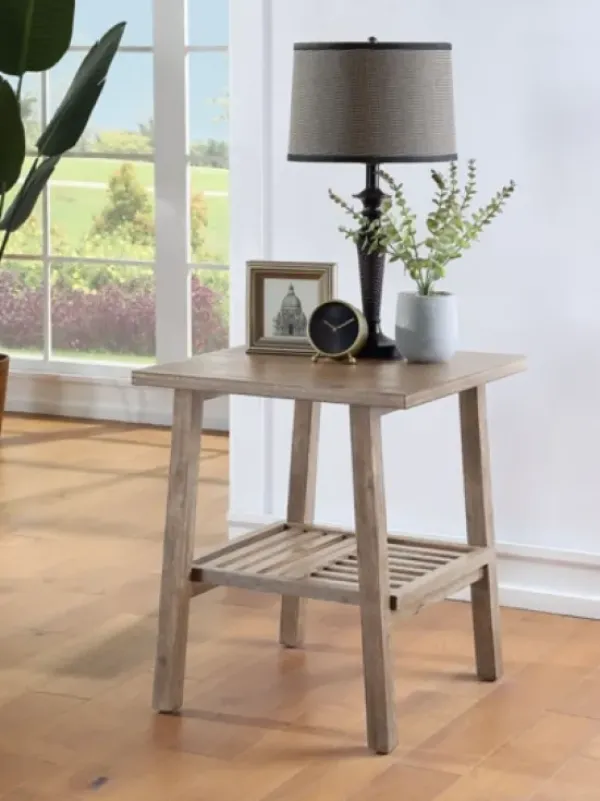 Accent & End Tables-Kirkland's Home Wire Brushed Natural Accent Table Tan