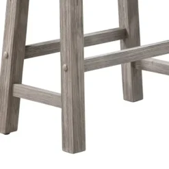 Bar Stools & Counter Height Stools-Kirkland's Home Wire Brushed Saddle Wood Bar Stool Gray
