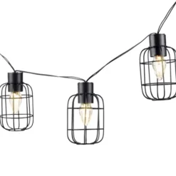Outdoor Lighting-Kirkland's Home Wire Round Cage Solar Outdoor String Lights Black