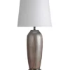 Table Lamps-Kirkland's Home Wire-Brushed Silver And Brown Column Table Lamp White