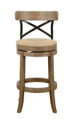 Bar Stools & Counter Height Stools-Kirkland's Home Wirebrushed Wheat Woven Swivel Bar Stool Brown/Tan